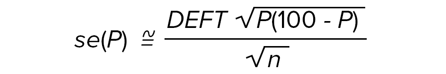 se(P) approximately equal to DEFT times √P(100-P) divided by √n