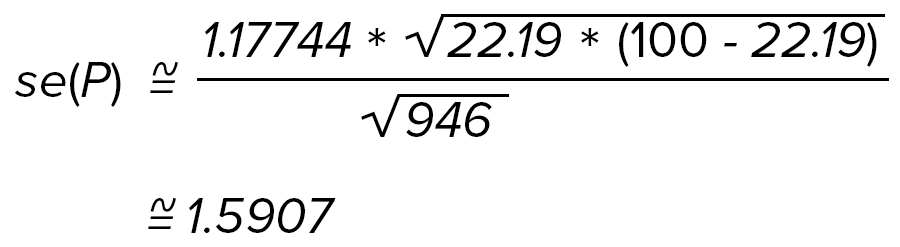 se(P) approximately equal to 1.17744 times √22.19(100-22.19) divided by √946