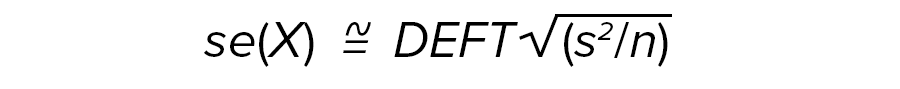 se(X) approximately equal to DEFT times √(s squared divided by n)