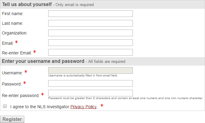 Register Account screenshot