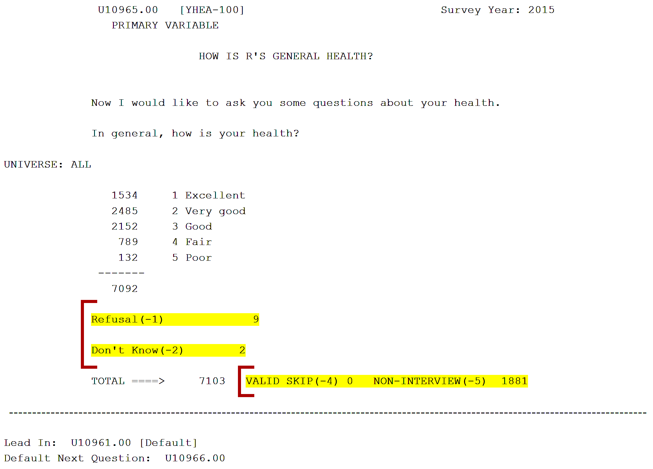 codebook nonresponse sample