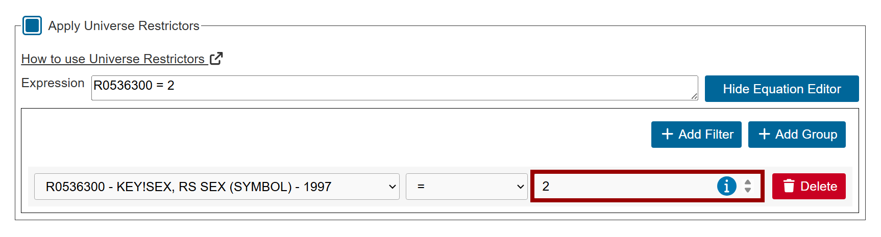 entering equation value