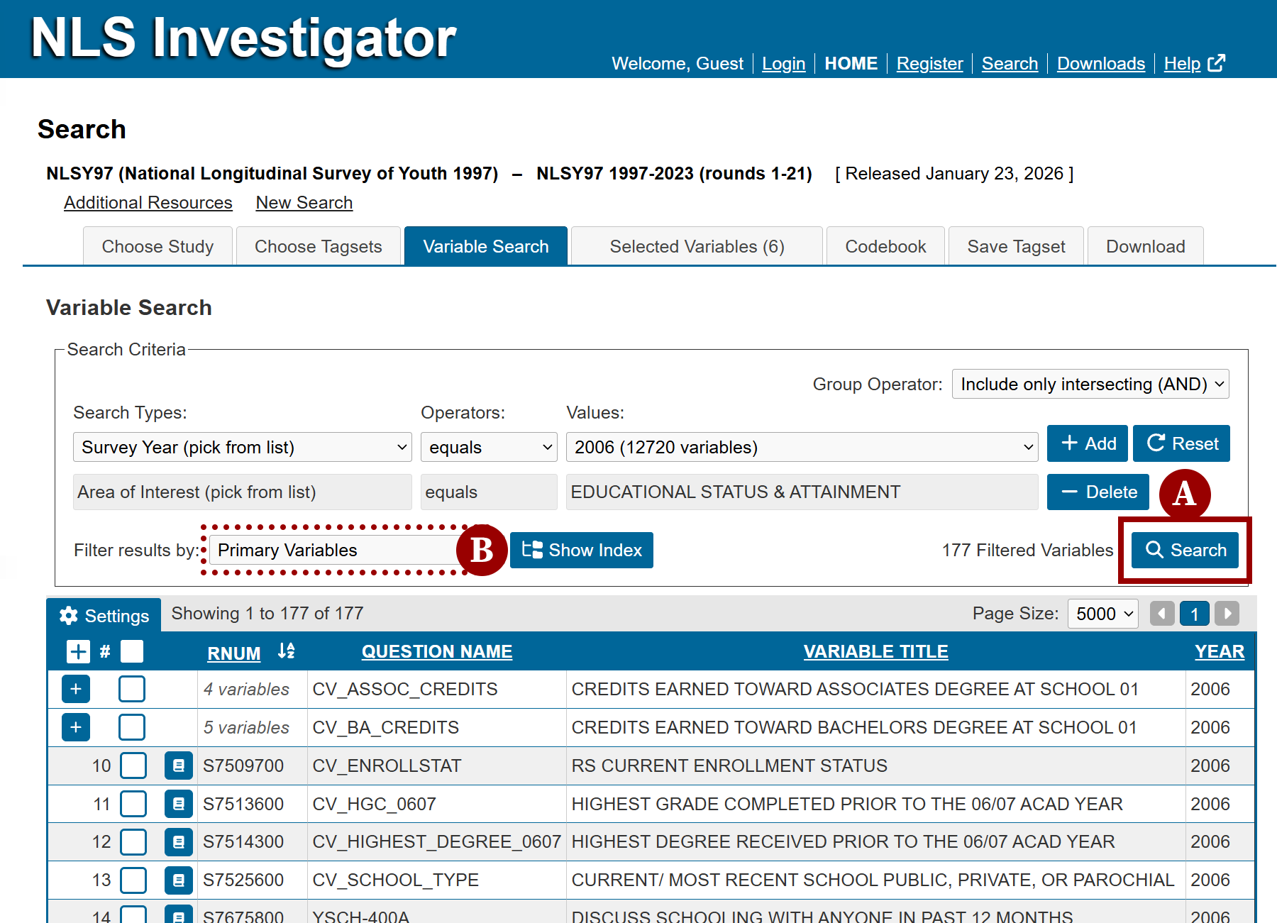 Search button right side of search criteria
