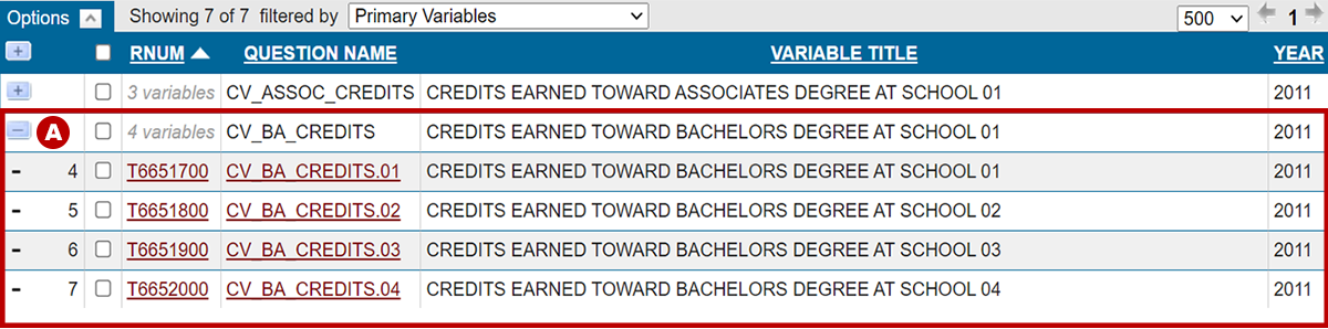 results compression using plus or minus in the results list
