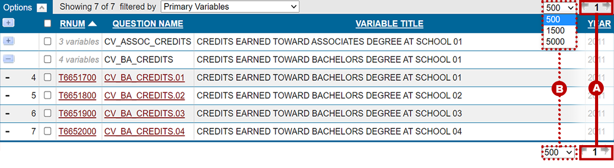 page results sample list